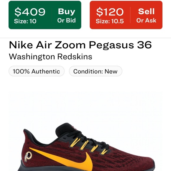 Nike Zoom Pegasus 36 Washington Redskins - Picture 10 of 11